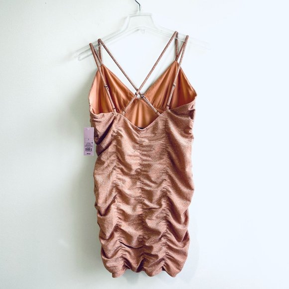 Wild Fable Shimmery Blush Women's Sleeveless Ruched Bodycon Mini Dress L NWOT - Picture 11 of 15